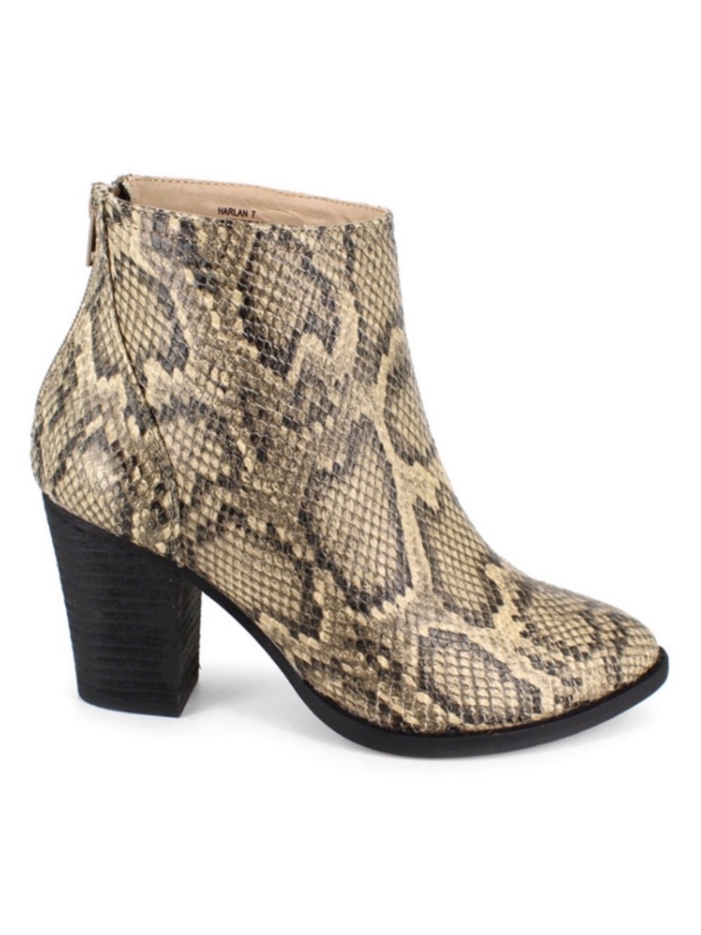 ZiGi SOHO HARLAN FAUX SNAKESKIN ANKLE BOOTS *NEW *SIZE 8.5 *CHUNKY HEEL, ZIP